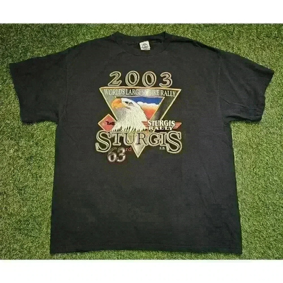 Vintage 2003 Sturgis Shirt Motorcycle Bike Week Rally Eagle Black Men's XL - Picture 1 of 7